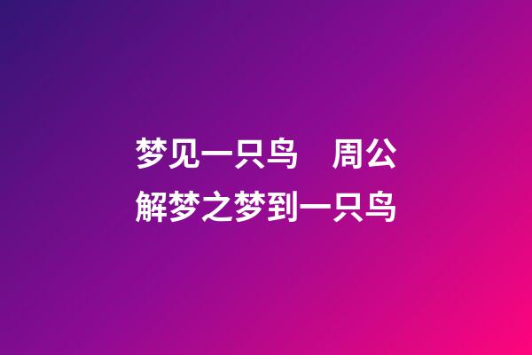梦见一只鸟　周公解梦之梦到一只鸟